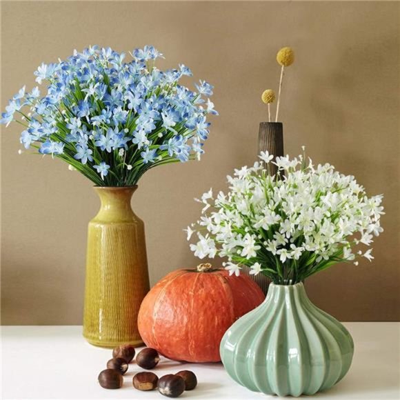 8 Bundles Artificial Daffodils Flowers, Fake Artificial Greenery (Blue) - Picture 2 of 7